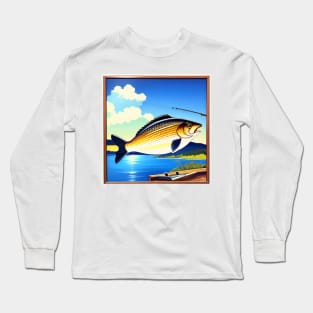 80s Vintage Fishing Poster Long Sleeve T-Shirt